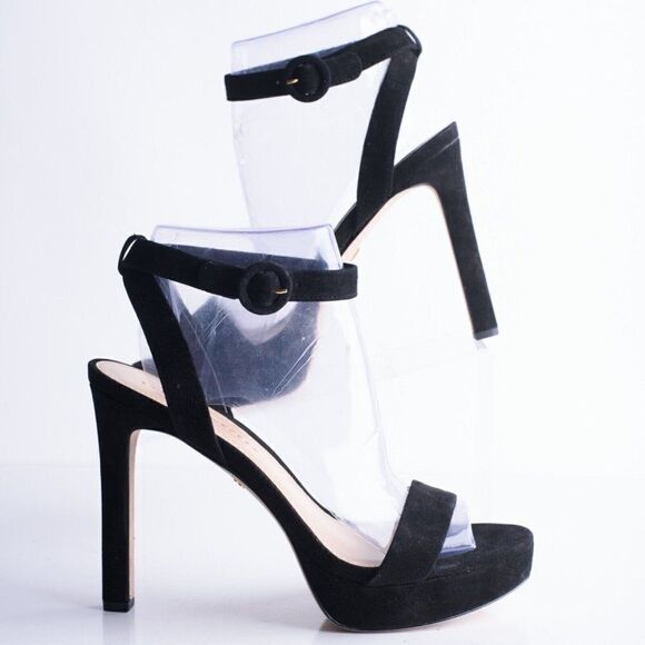 Veronica Beard Womens Black Suede Darcelle Strappy Pump Heels US 10 EU 41 New - Picture 2 of 9